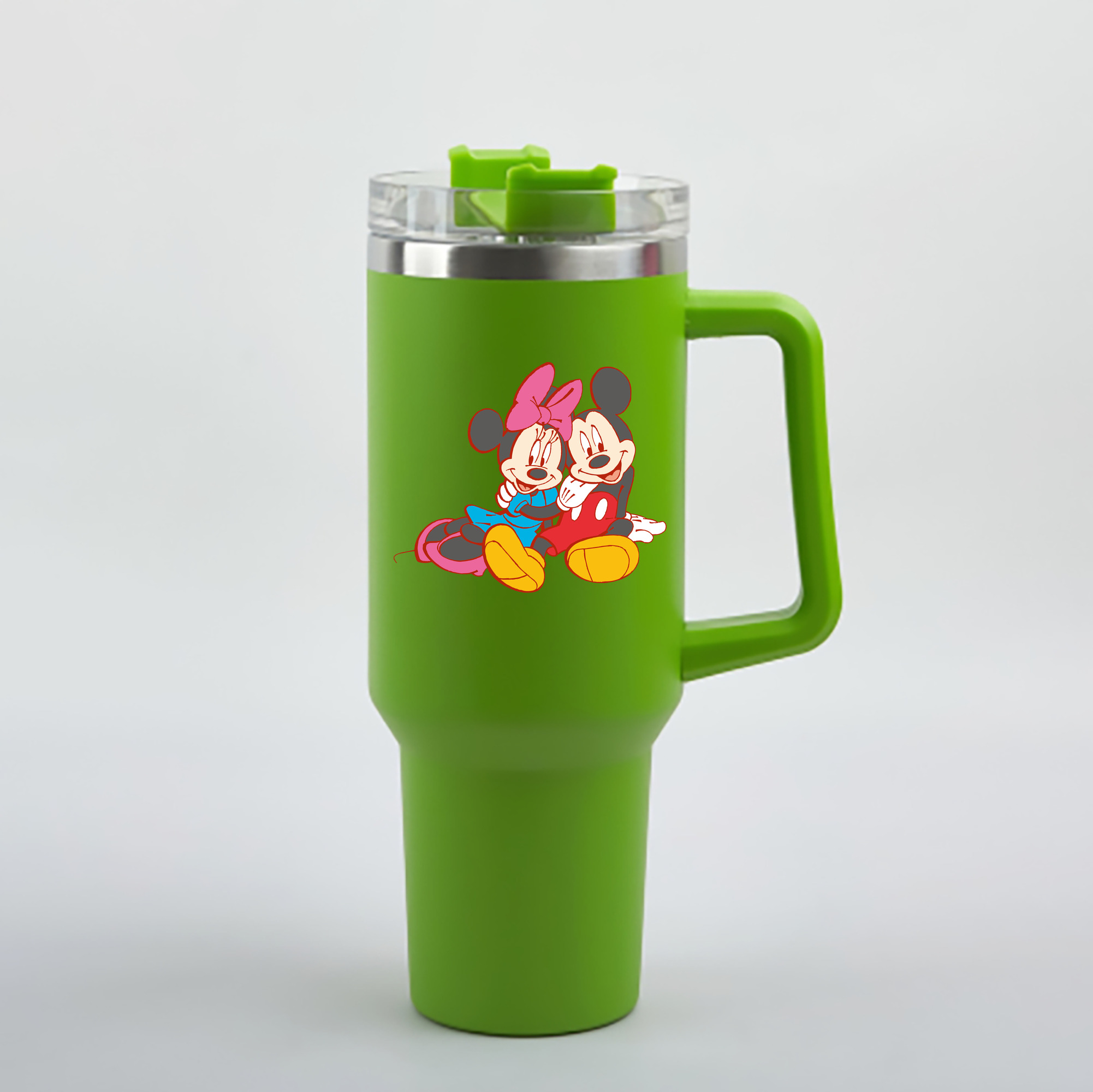 （画像用） ミッキーマウス Mickey Mouse 1200mL車用タンブラー - クリスタルステッカー（プラスチックストロー付き）